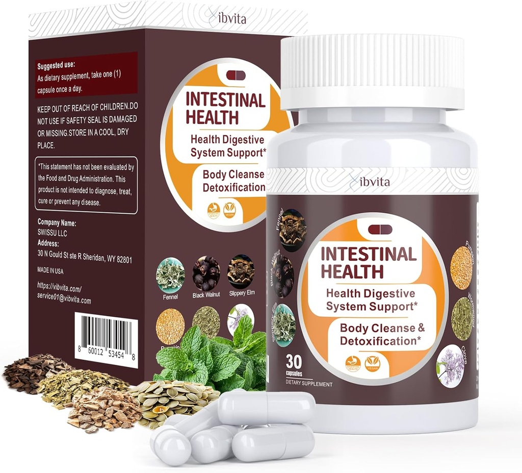 Gut Health Cleanse Capsules Detox - Nettoyeur intestinal avec Wormwood, Noix noire, Bulbe d'ail, Système de nettoyage et de digestion Colon soutien pour les femmes et les hommes, 30 capsules