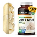 BIO KRAUTER Lions Mane Supplement Kapseln 1800 mg - 250 Count - Vegan Lions Mane Powder Supplement für Brain Support - 3 Monate Versorgung - keine Füllstoffe
