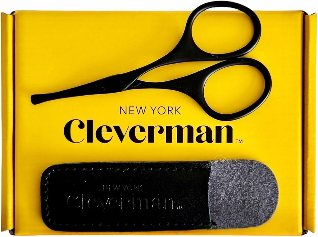 Cleverman Premium Facial Hair Scissors –Professional Nose Hair Scissors, Curved Safety Blades und abgerundete Tipps für Augenbrauen, Schnurrbart, Bart, Ohr Hair Trimming. Edelstahl Grooming Werkzeuge für Männer
