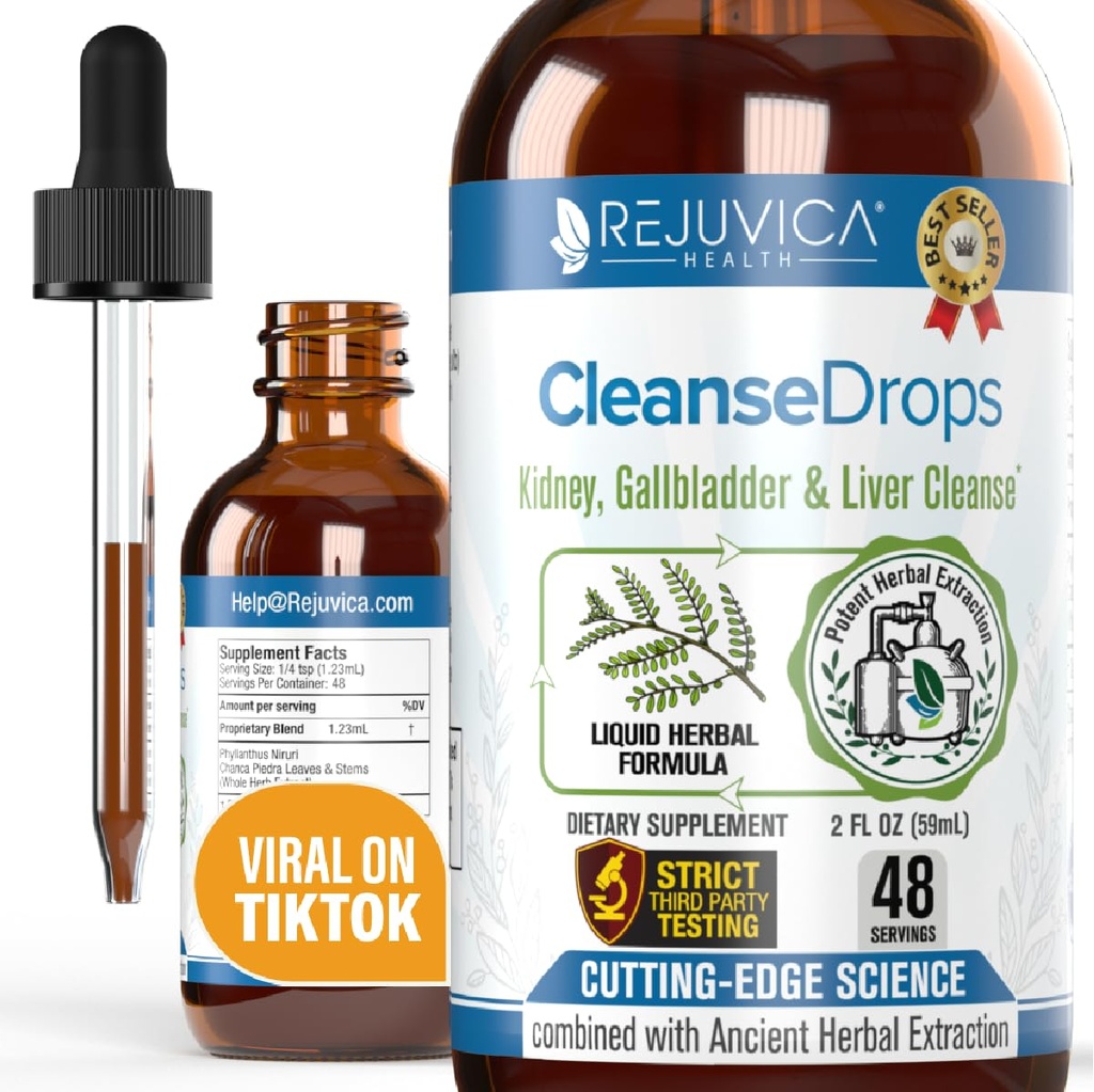 Saubere Tropfen - Advanced Kidney & Gallbladder Cleanse Support Supplement - Flüssige Lieferung für bessere Absorption - Chanca Piedra im Amazonischen Regenwald verwendet