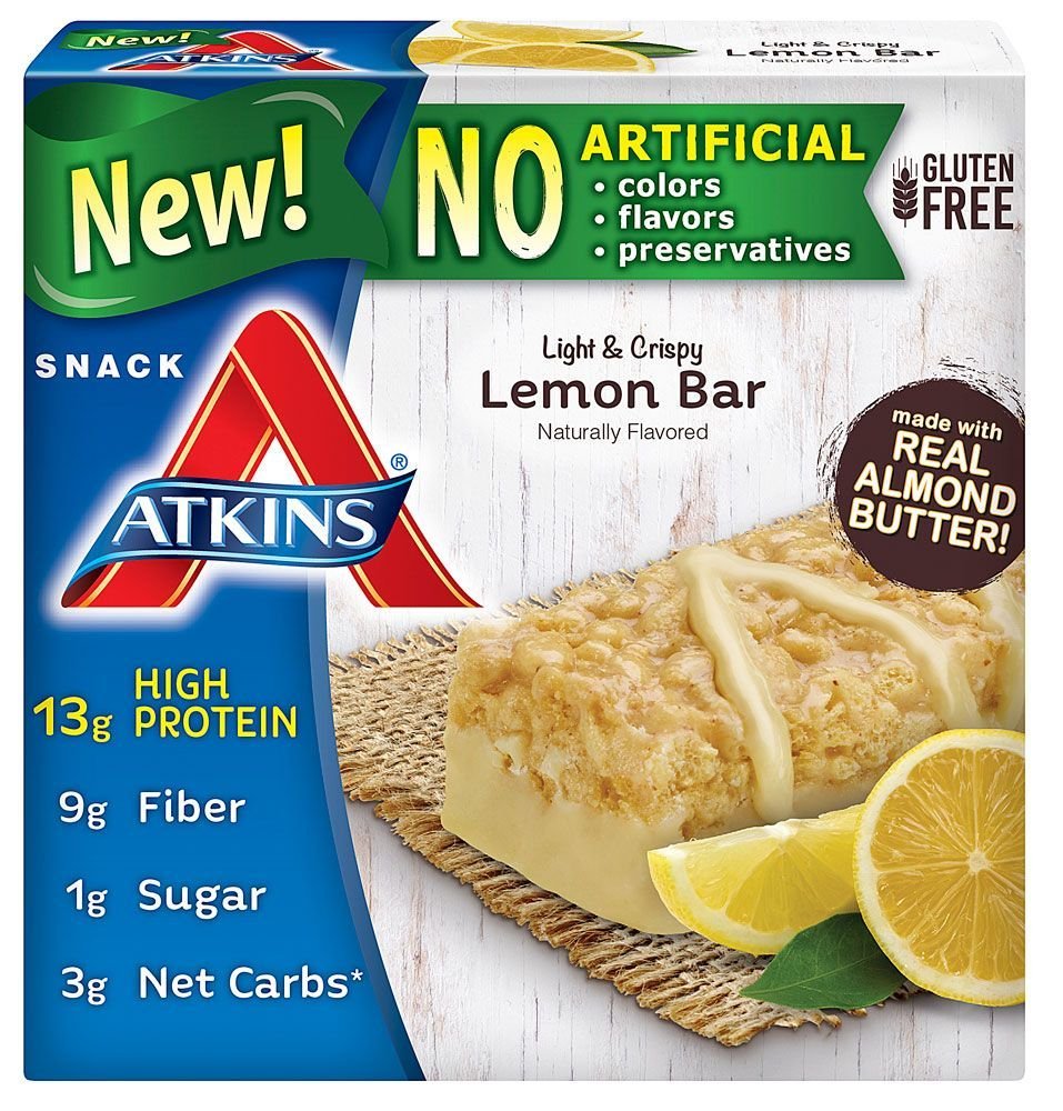 Atkins Snack Light Crispy Lemon Bar, 5 petites barres (paquet de 2)