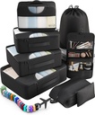 Veken 10 Set/8 Set Verpackung Cubes für Reise Essentials, Suitcase Organizer Taschen in 4 Größen, Carry-On Gepäckzubehör mit großer Wäscherei &amp; Toilettenpapiertasche, Must-Have für Flugzeug, Road Trip &amp; Camping