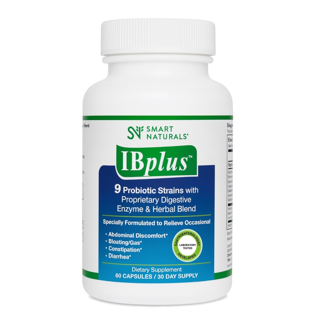 IBplus® Probiotic, Digestive Enzyme & Kräutermischung, Verbesserte Formel-60 Kapseln! für unreitable Bowel - Bauchschmerzen, Verstopfung, Durchfall, Gas/Bloating –Proprietäre Formel von Smart NaturalsTM