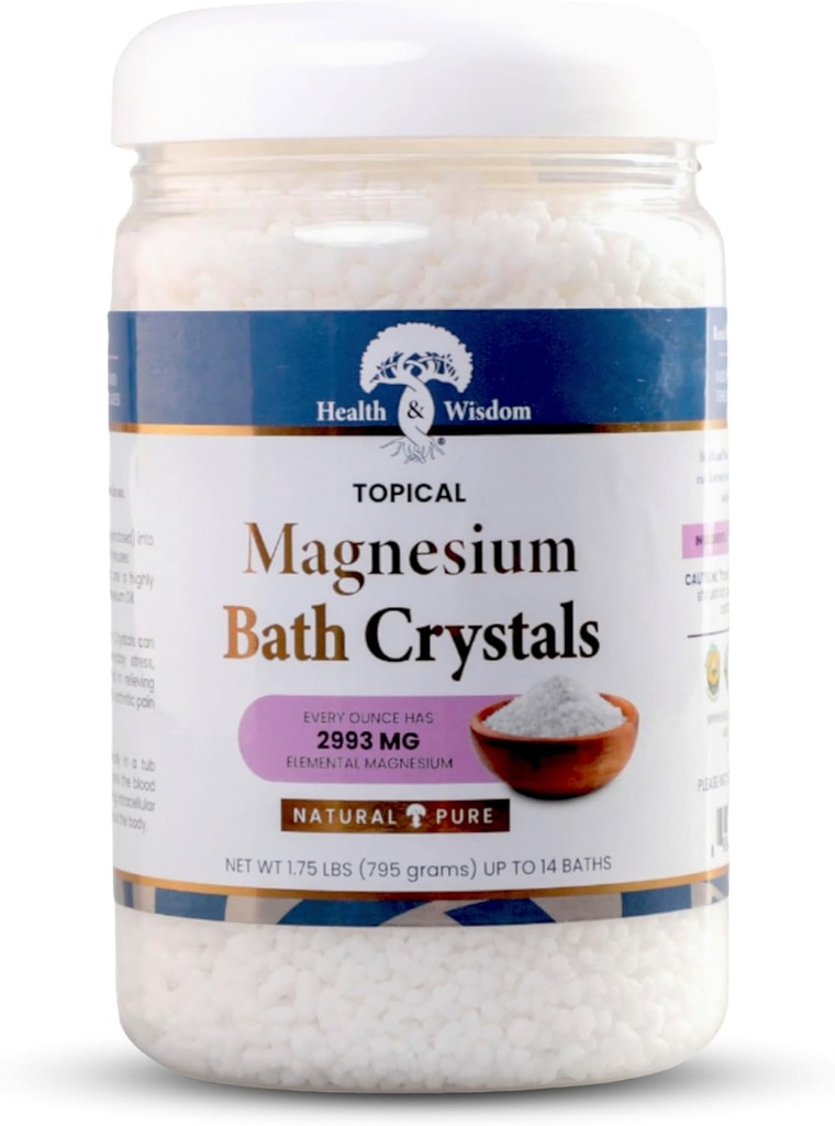 Gesundheit und Weisheit Magnesium-Bad-Kristalle - Badesalze mit hoher Konzentration & Enhanced Absorption für Muskel- & Gelenk-Relief - Totes Meer Sourced - Unscented - 1,75 lbs - Bis zu 14 Anwendungen