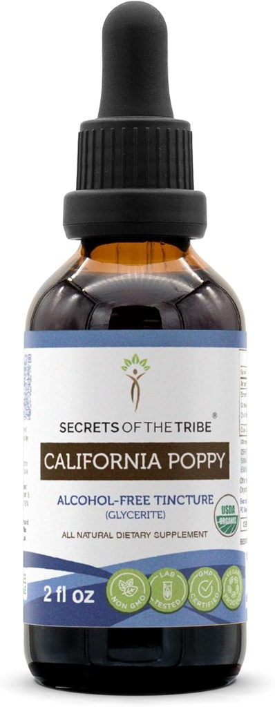 California Poppy USDA Organic Tincture | Alkohol-FREE Extrakt, hochkarätige Kräutertropfen | Herb und Blume (2 oz)