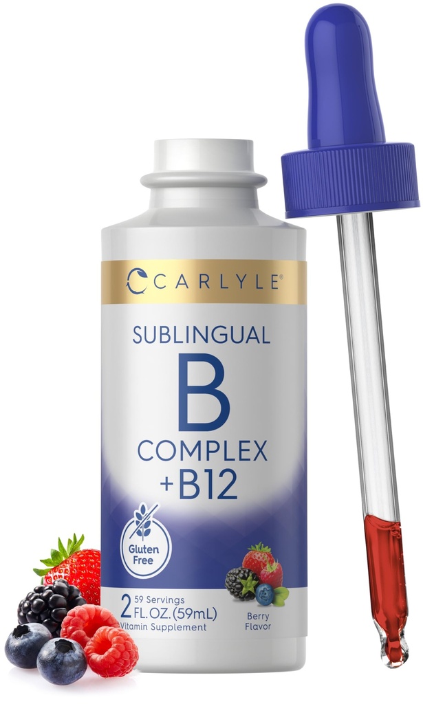 Carlyle Sublingual Vitamin B Complex | mit B12 | 2 Fl Oz | Berry Flavor | Vegetarisch, Non-GMO und glutenfreie Ergänzung