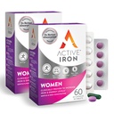 Supplément actif en fer 25mg + Multivitamine pour les femmes – Prouvé cliniquement pour augmenter l'énergie et réduire la fatigue – Fer doux, non constipant + femmes Multivitamine – 60 capsules + 60 comprimés