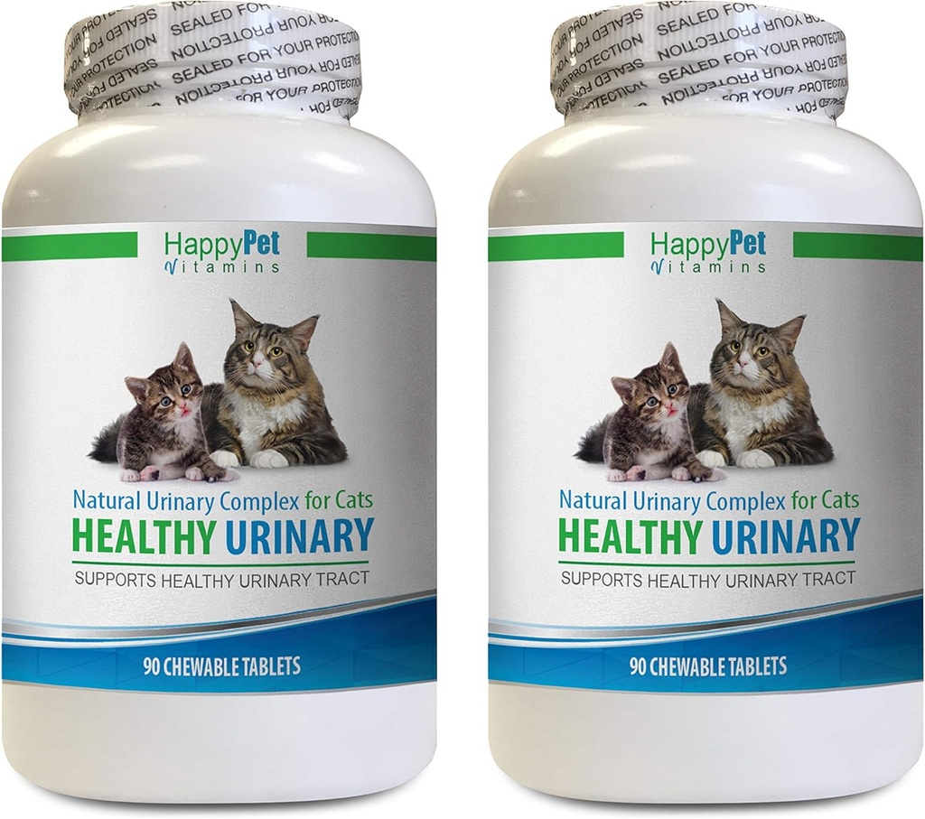 Kat Bladder Health Food - CAT Healthy Urinary Complex - UTI Lösung - Natürliche Formel - Cranberry Katze Treats - 2 Flaschen (180 Tabletten)