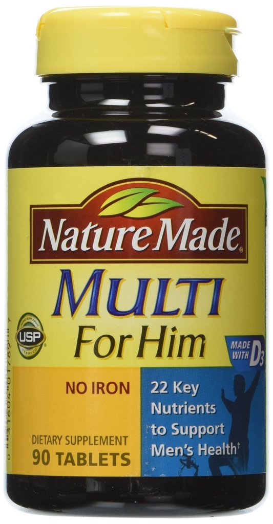 Multivitamine faite par la nature pour lui, Multivitamine masculine pour le soutien nutritionnel quotidien, 90 comprimés (paquet de 3)