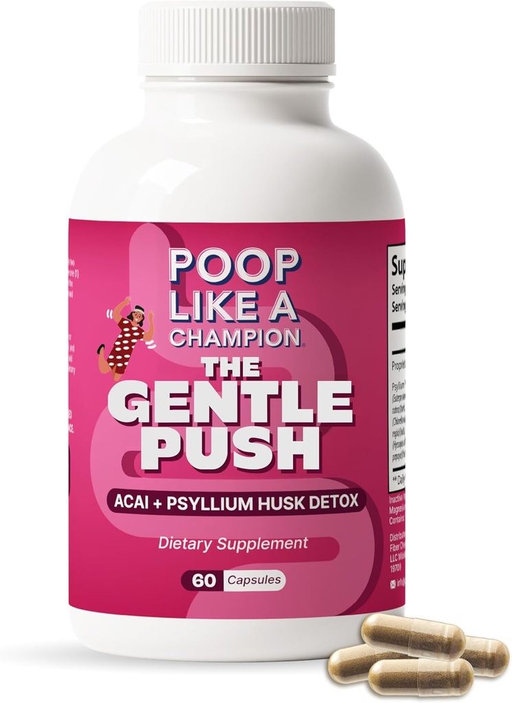 Porc comme un champion Constipation Capsules de soulagement - Acai, Psyllium Husk, Ginger Root, Chlorella, Prebiotic Blend, 60 Capsules, soutient le mouvement Bowel, favorise le supplément santé Gut