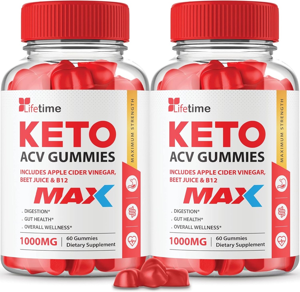 (2 Pack) Lebenszeit Keto Max Gummies - Offizielle Formel, Vegan, Non GMO - Lebenszeit Keto Plus acc Gummies, Life Time Gummies mit Lifetime Gummies, Vitamin B12, Beet Root, Pomegranate (60 Gummi)