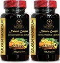 Calcium-Magnesium-Ergänzung - Muscle & Nervous System Unterstützung, hohe Absorption, Kalzium-Ergänzung mit Calcium-Zitrat für Damen und Herren - 2 Flaschen 240 Kapseln