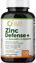 Zink Defense+ mit Quercetin, Bromelain, L-Cystein, EGCG (Green Tea Extract), Vitamine C, D3 & K2, 2-Monat Supply, 120 VCaps, Non-GMO, Gluten Free