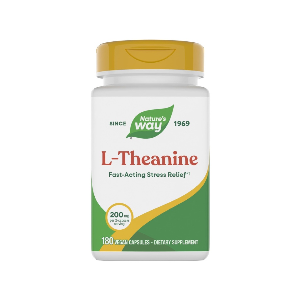 Nature's Way L-Theanine, Stress Support*, fördert Entspannung*, 200 mg pro 2-Capsule Serving, Vegan, 180 Kapseln