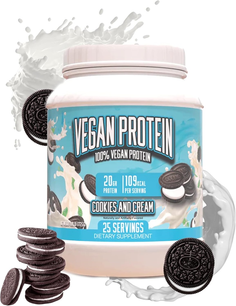 Suppléments énormes Poudre de protéines végétaliennes - Cookies et crème - Poudre de protéines végétales supérieures, 20g de protéines par portion