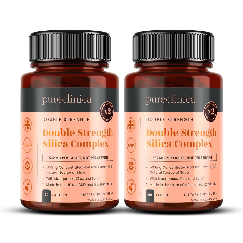 Complexe de Silice à double résistance – 6 mois d'approvisionnement! (2000mg Extrait de queue de cheval x 180 comprimés(2 bouteilles de 90))