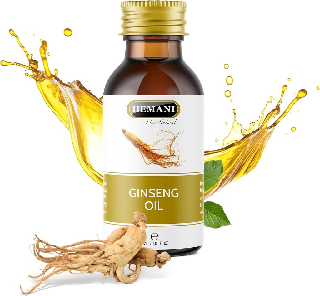 Hemani Ginseng Öl 30ml, Aceite de Ginseng, 100% natürliche Kräuter Ginseng Serum für Haar- und Hautpflege, Premium Ginseng Öl für Nourishing und Revitalizing Hair & Skin