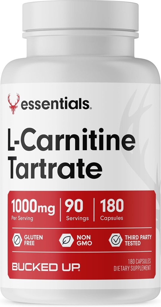 L-Carnitin Tartrat 1000mg, Essentials (90 Servierungen, 180 Kapseln)