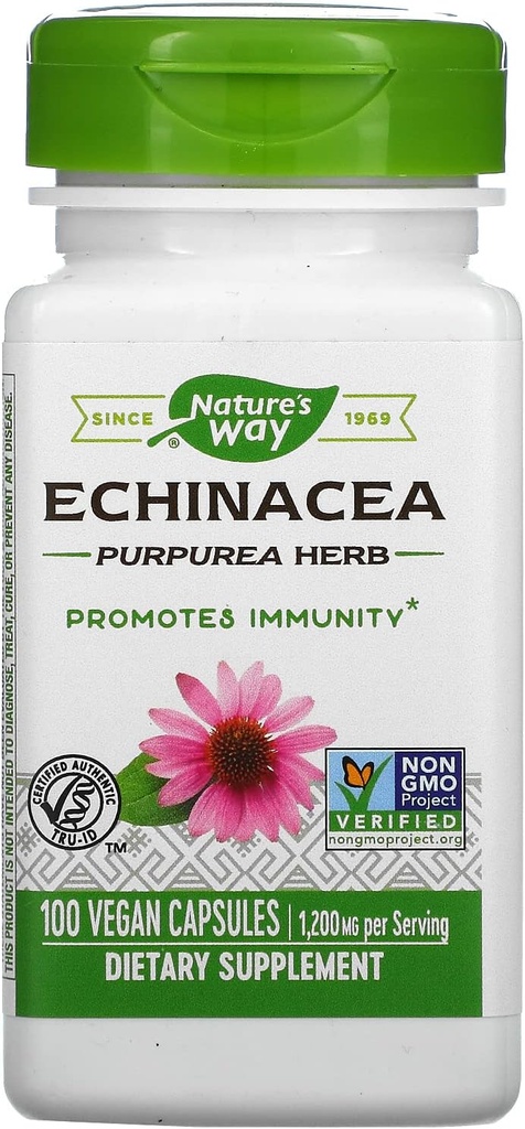 Façon de la nature Echinacea Purpurea Herb, 1 200 Mg par service, 100 comte