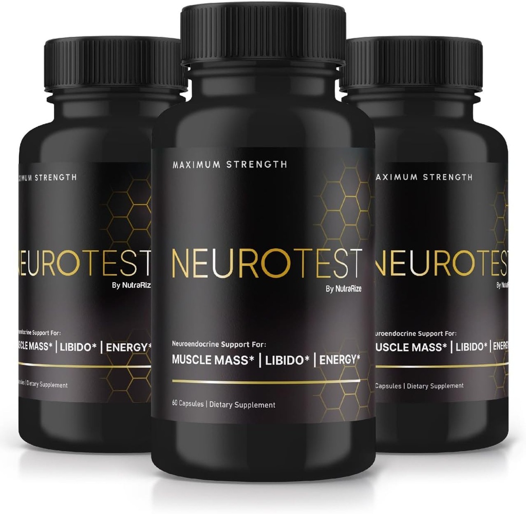 (3 packs) Capsules de NeuroTest - Supplément alimentaire NeuroTest pour les hommes, NeuroTest Formule quotidienne pour le mieux-être global et la performance maximale, pilules de formule avancées, examens de test Neuro (180 capsules)
