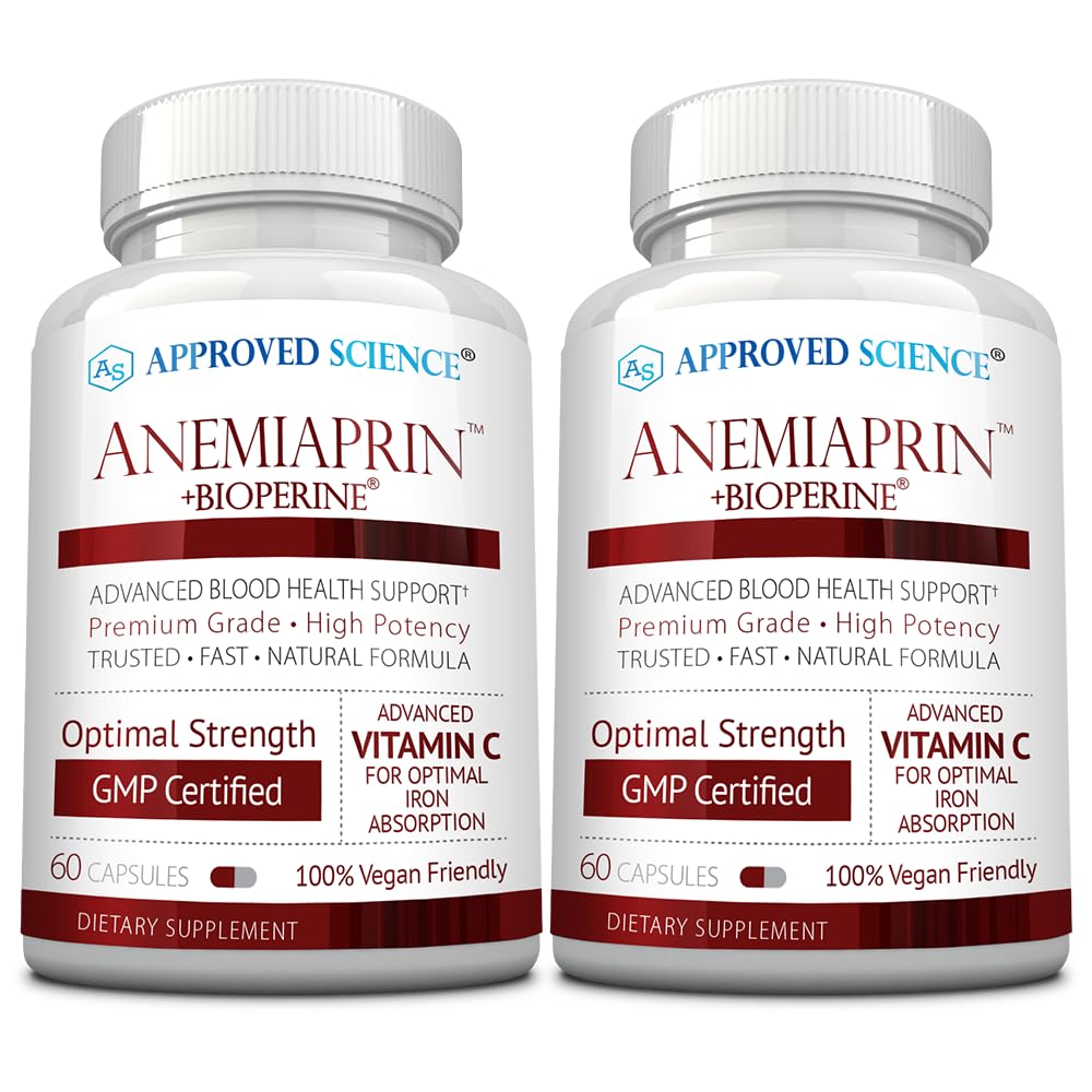 Genehmigte Wissenschaft Anemiaprin - Absorbierbares Eisen, Vitamin C - Gentle On Stomach - 120 Kapseln - 2 Monate Versorgung - Non-GMO, Vegan