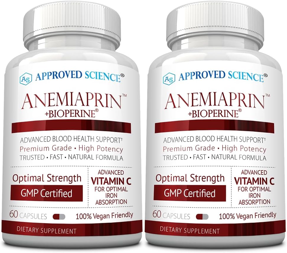 Genehmigte Wissenschaft Anemiaprin - Absorbierbares Eisen, Vitamin C - Gentle On Stomach - 120 Kapseln - 2 Monate Versorgung - Non-GMO, Vegan