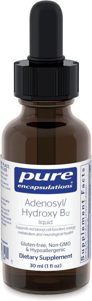Pure Encapsulations Adenosyl/Hydroxy B12 Liquid 30 mL - unterstützt Energiemetabolismus und neurologische Gesundheit* - für Hirnunterstützung* - Glutenfrei - Vegan - 1 Fl Oz