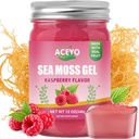 ACEYO (12 OZ) Irish Sea Moss Gel Organic Raw Vegan Raspberry Flavor 102 Vitamine und Mineralien Wild Harvested Non-GMO Immune Defense Booster Schilddrüse Verdauungsunterstützung