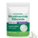 Supplément NAD, NAD+ Résvératrol Riboside NAD+ 900mg, Supplément diététique pour une fonction cellulaire saine, NAD+ Carburants Défense cellulaire et Ccivates Genes Anti-Aging 80 Capsules