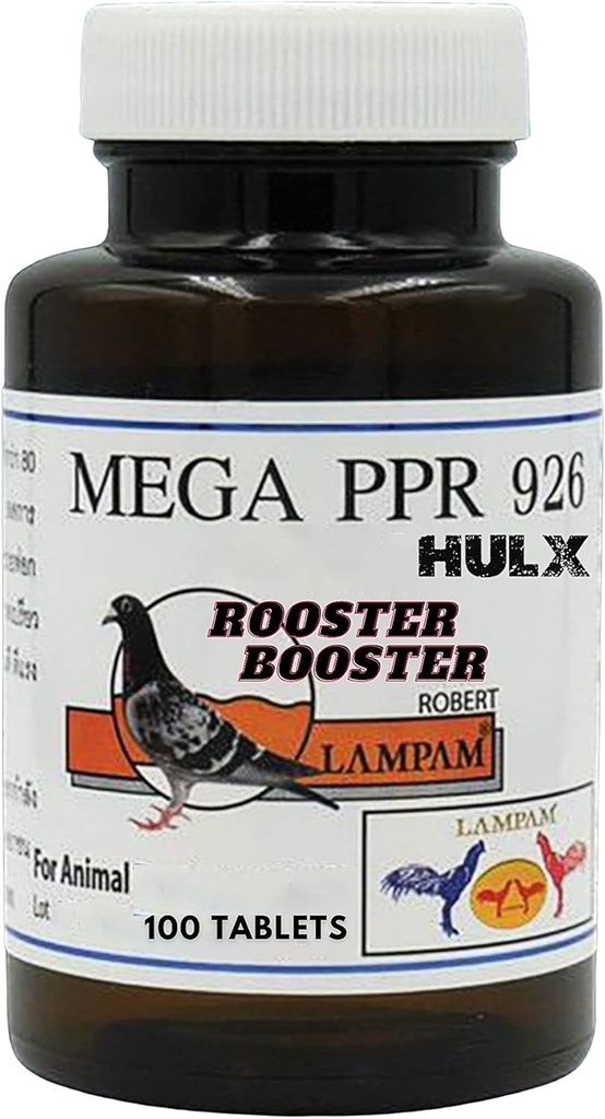 HULX MEGA PPR 926 100 Tabletten, Hahn Booster Vitamine Gesundheit Huhn Ergänzung Vitamin B Complex & 80 Typ Kräuterextrakt Unterstützung Blut, Endurance Energy Power Feed Vogel Hen Food