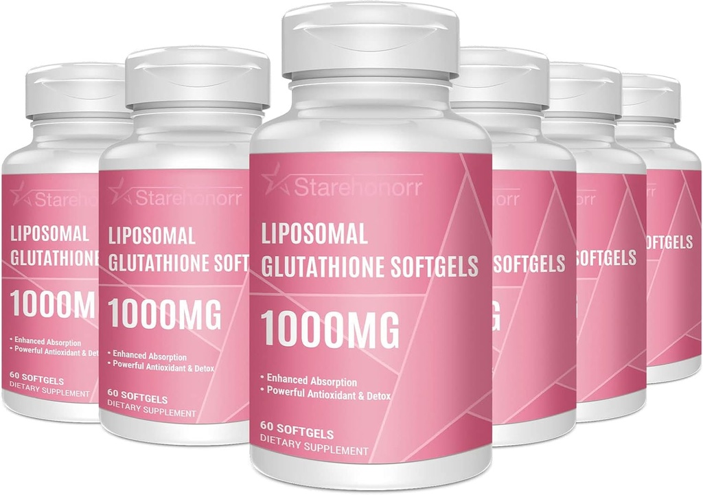 Liposomale Glutathione Softgels 1500MG, reduzierte Glutathion-Ergänzung mit Vitamin C, bessere Absorption, nicht-GMO Leistungsstarkes Antioxidans für gesundes Altern, Detox, Immungesundheit, 360 Softgels