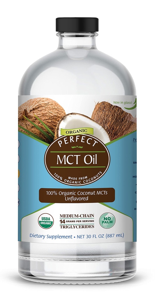 Perfekte Ergänzungen – Perfektes MCT-Öl – 30oz – Bio Kokosnuss MCTs Unflavored Oil – steigert nachhaltige Energie für Körper & Gehirn