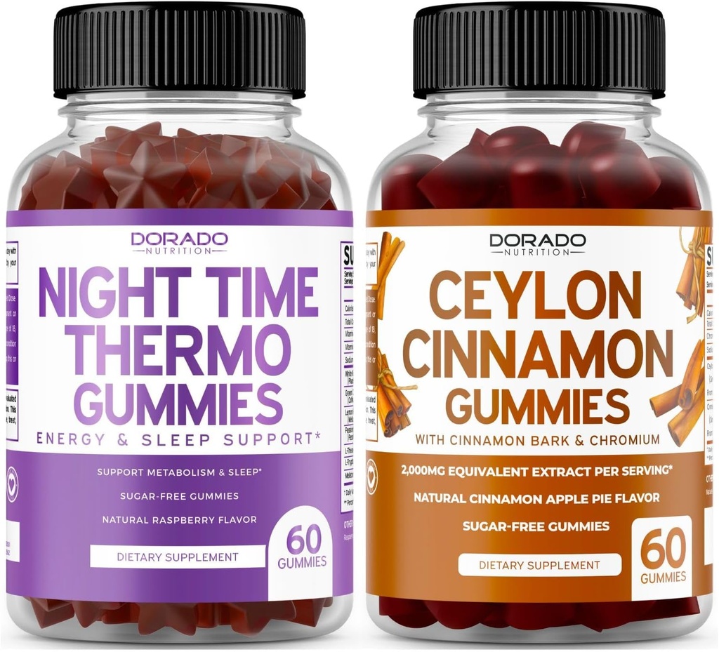 Night Time Fat Burner (60 Gummis) Weight Loss & Metabolism Raspberry Flavored Melatonin Supplement und Ceylon Cinnamon (60 Kapsel) Verdauung Gesamt Wellness Support Supplement - Vegan & Made in USA