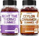 Night Time Fat Burner (60 Gummis) Weight Loss & Metabolism Raspberry Flavored Melatonin Supplement und Ceylon Cinnamon (60 Kapsel) Verdauung Gesamt Wellness Support Supplement - Vegan & Made in USA