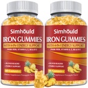 2 Pack Vegan 80MG Eisen Supplement Gummi für Damen und Herren - Vitamin A, C, B für Erwachsene & Kinder - Blut & Builder & Energie Unterstützung für Eisenmangel, Anämie, 120 Zähler Ananas Flavor Gummies