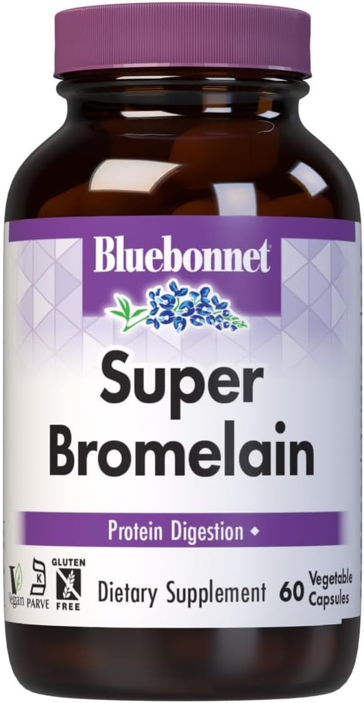 BlueBonnet Super Bromelain Capsules végétariennes, 500 mg, 60 Nombre