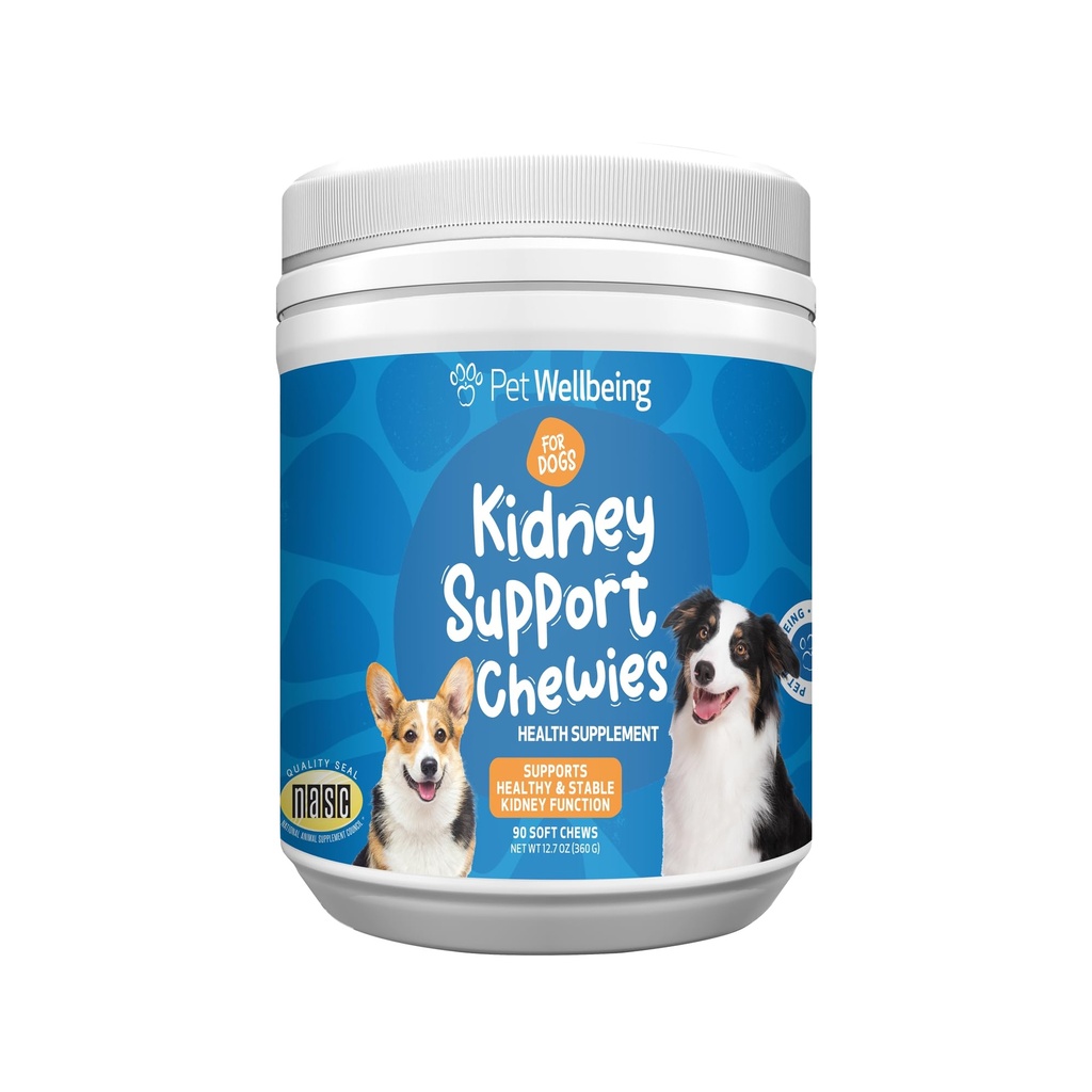 Pet Wellbeing Kidney Support Chewies für Hunde - Vet-Formuliert - Unterstützt Gesunde & Stabile Niere (Renal) Funktion, Normale Fluid Balance & Energie Levels, Rehmannia, Astragalus - 90 Soft Chews