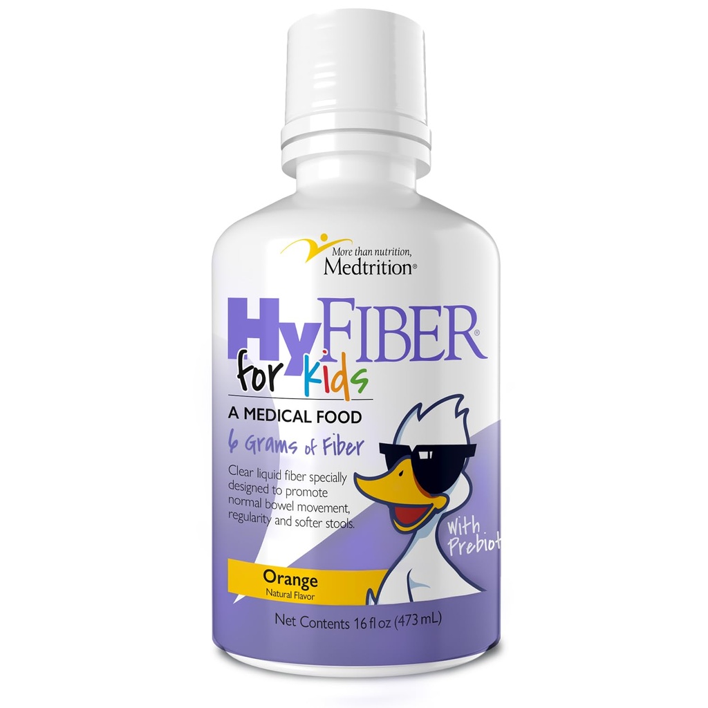 Medtrition HyFiber Liquid Fiber for Kids in Only One Tablespoon, unterstützt Regularität und weichere Hocker, FOS Prebiotics for Gut Health, 6 Gramm Fiber, 32 Portionen pro Flasche