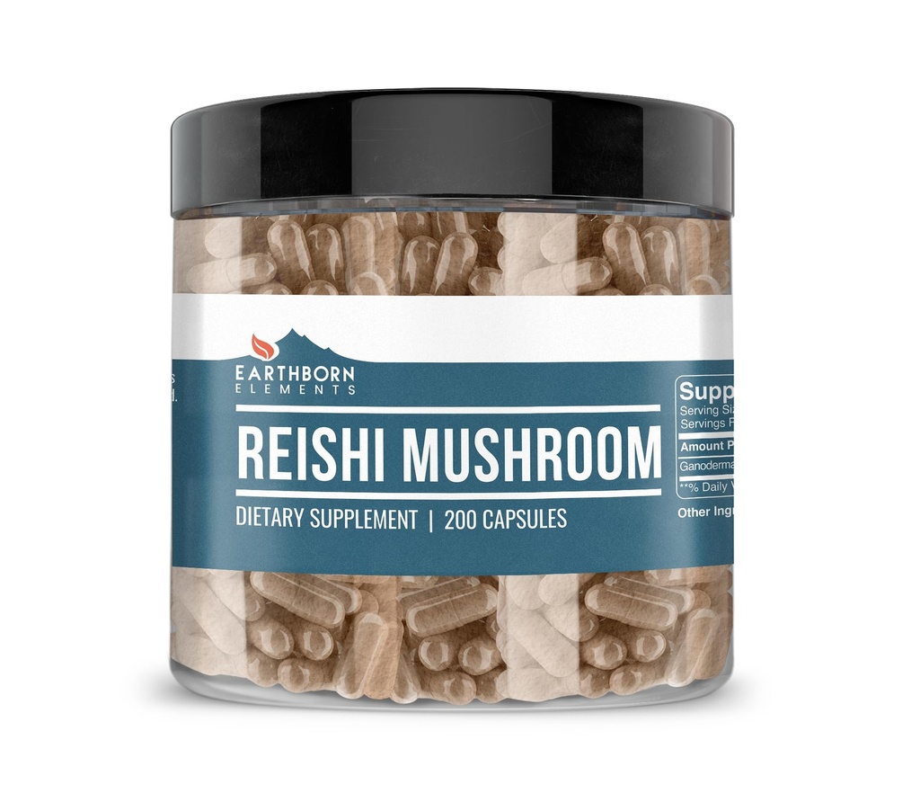 Earthborn Elements Reishi Mushroom 200 Kapseln, rein &amp; unverdünnt, keine Zusatzstoffe