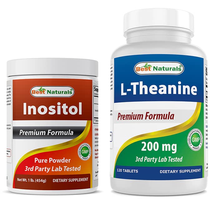 Meilleur Inositol naturel poudre 1 Lb & L-Theanine 200mg