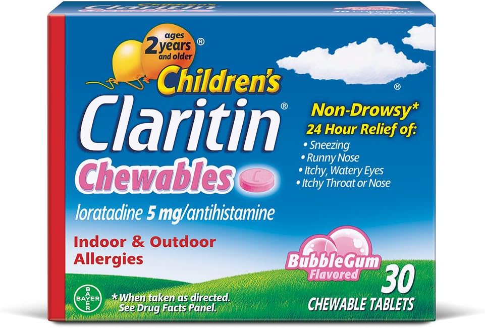 Claritin 24 Hour Allergy Chewables für Kinder, Non Drowsy Allergy Relief, 30 Count