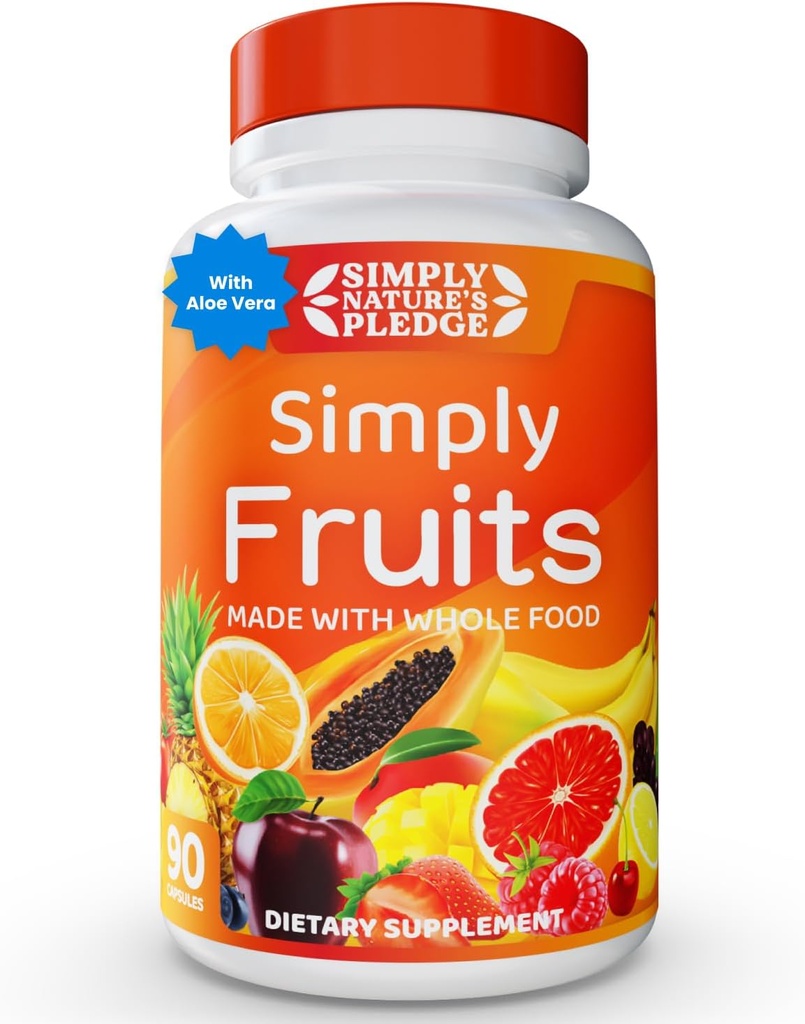 Einfach Nature's Pledge - 90 Fruchtkapseln - Hergestellt mit ganzer Nahrung Superfoods, verpackt mit 25 verschiedenen Früchten - 100% Soy Free