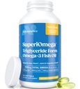 Triglycéride Omega 3 Huile de poisson – Haute EPA et DHA pour le soutien des yeux, des articulations, du coeur et du cerveau – Acides gras Omega-3 - Saveur de citron – 180 Softgels – 90 jours d'approvisionnement