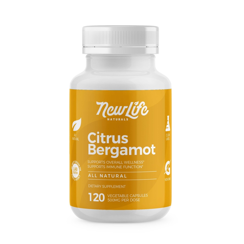 NewLife Naturals Citrus Bergamot Suppléments 500 MG pour le cholestérol - Supplément cholestérol - 120 Capsules Veggie