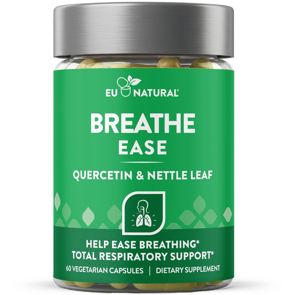 Supplément de soutien à l'inhalateur respiratoire – Sinus, poumons, portes ouvertes et voies claires – Santé nasale saisonnière, bien-être Bronchial, poitrine saine – Quercetine, vitamine D, pilules bromelain – 60 capsules molles végétariennes