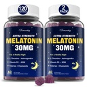 Mélatonine Gummies 30mg pour les adultes: supplément de mélatonine de force maximale avec L-Theanine, Ashwagandha, MSM, vitamine D3 et zinc - non-Habit formant, naturel mélange de saveur de baie 60 comte (paquet de 2)