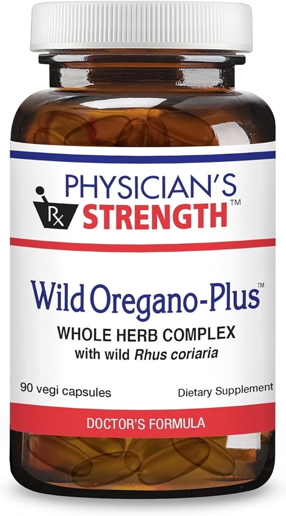 Physician's Strength Wild Oregano-Plus - 90 Kapseln - Unterstützt gesundes Immunsystem, Verdauung & Knochen und Gelenke - Non-GMO - 90 Servierungen