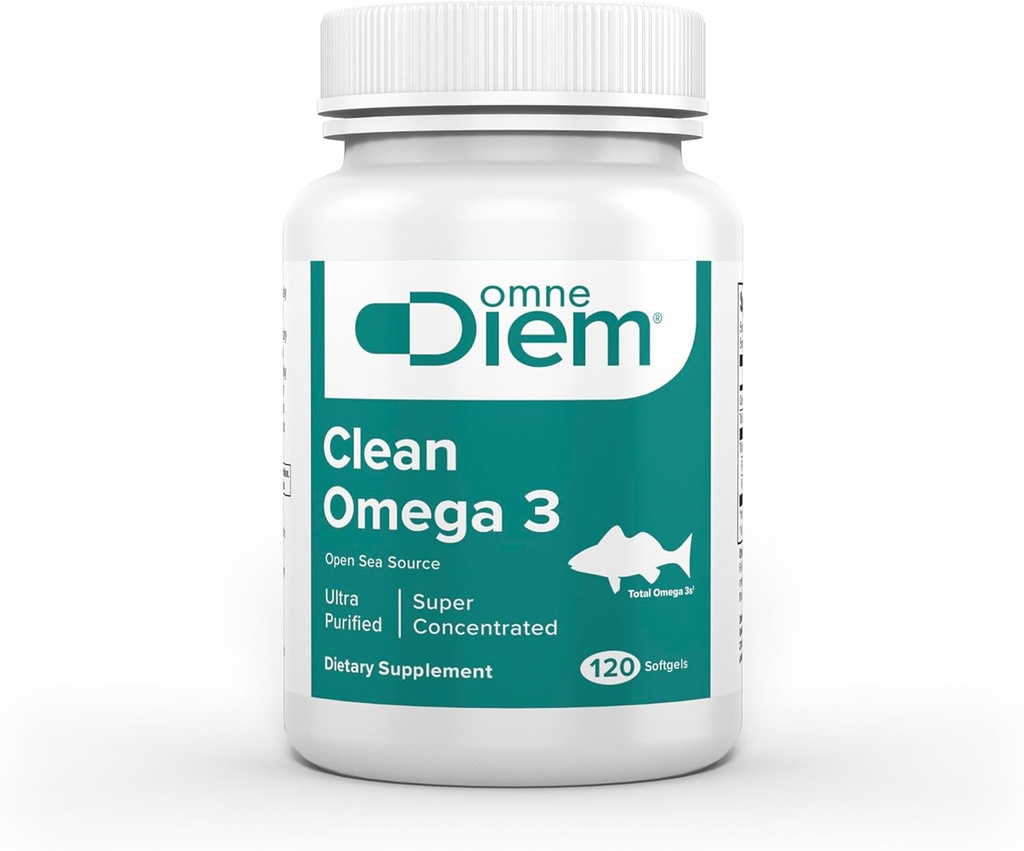 Omne Diem Clean Omega 3 – 1020mg, 120 capsules de softgel – Supplément alimentaire à l'huile de poisson avec acides gras Omega-3: EPA & DHA