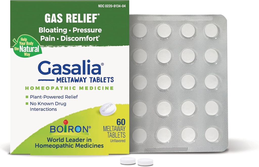 Boiron Gasalia Tabletten für Entlastung von Gasdruck, Bauchschmerzen, Bloating und Discomfort - 60 Zähler