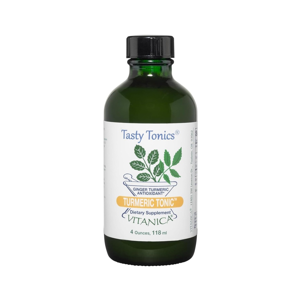 Vitanica, Turmeric Tonic, Non-GMO Liquid Turmeric Curcumin Supplement 1000 mg, mit Black Pepper und Ginger, Antioxidant, Vegan, Glutenfrei, 4 Unze